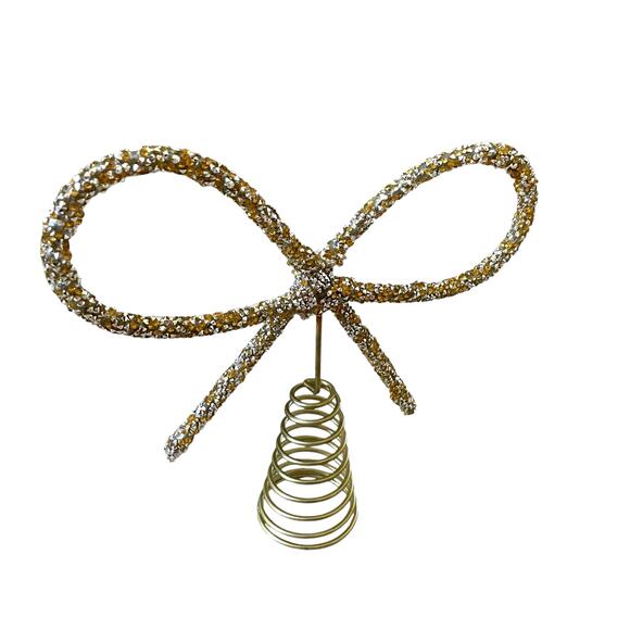 Midwinter Modern Gold/Silver Rhinestone Bow Tree Topper Christmas 2024 Viral - Picture 7 of 13